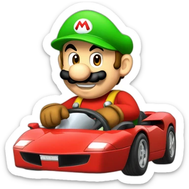 Mario Bros conduciendo un Ferrari sticker