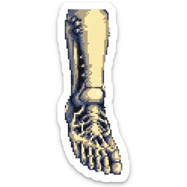 pixelated skeleton foot, bone structure of foot sticker