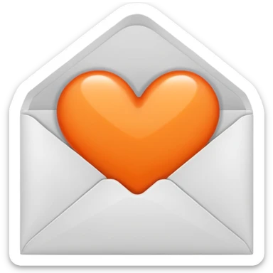 white envelop with small orange heart in the middle sticker