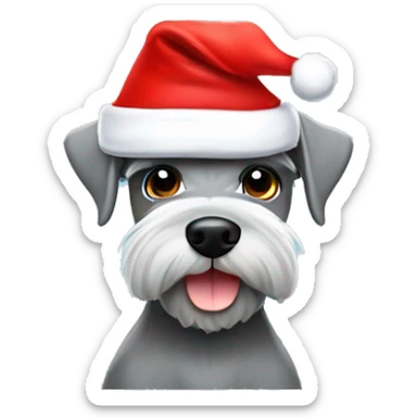 Grey Miniature Schnauzer with Santa Hat sticker