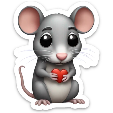 Sad Rat with a broken heart sticker