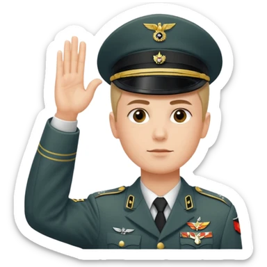 Solider giving a German salute with his hand held high and straight diagonally upward viewed from the side sticker