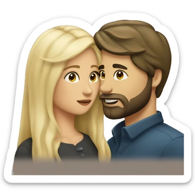 blond man with beard and woman with dark hair kissing sticker