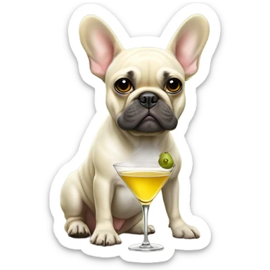 Blonde French Bulldog with martini and olives on beach sticker