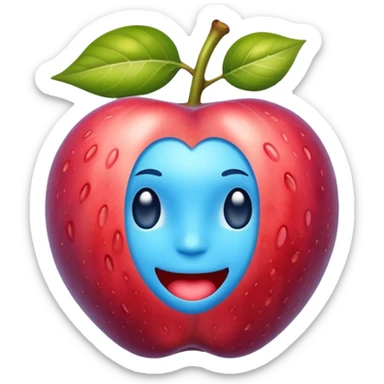 Colorful fruits with glowing antioxidant particles, cell protection, bright clean colors, simple emoji style sticker