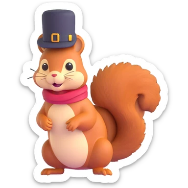 squirrel with a hat sticker