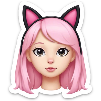 Black cat ears hair hoop with pink inside ears sticker