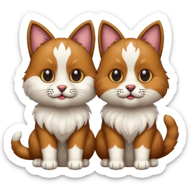 cat and dog one body sticker