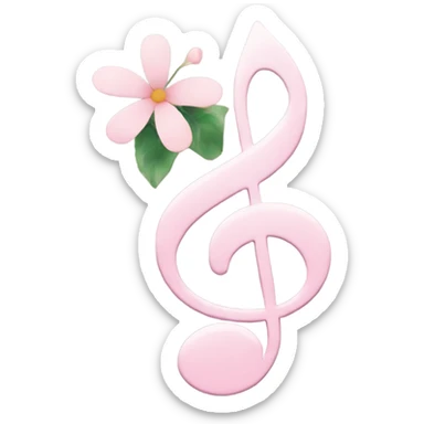 Pale pink music note with pale pink flower  sticker