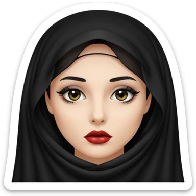 Female figure lifting sheer black veil from her lips, forbidden intimacy sticker