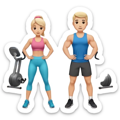 fitness girl and boy sticker