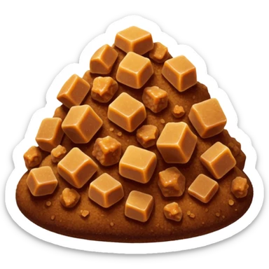 dark brown sugar mound, moist and sticky, fine irregular granules and soft clusters, rich amber color, matte finish, soft lighting, emoji scale sticker