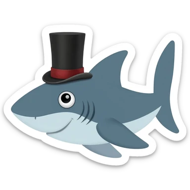Shark with a top hat sticker
