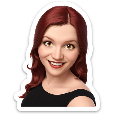 smiling girl in red dress sticker