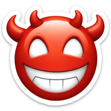 smiling cute red devil face round shaped sticker