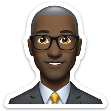 Shannon sharp with round faced suit and glasses and buzz cut and small eyes and over 50 small gray bearded receding hairline and small black eyes sticker