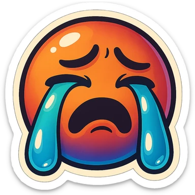 Crying with large tears sticker