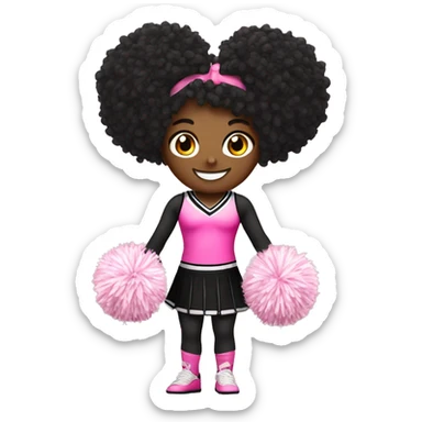 Cheerleader in black and pink kit full body with pompons  sticker