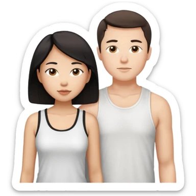 Mixed race couple, white male with mixed female (asian & black)
the female is more asian than she is black
The male is french  sticker