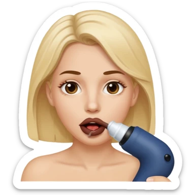 A white woman holding a dark penis in her mouth while white semen is on her face sticker