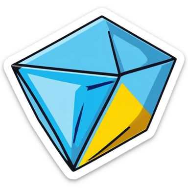 shiny blue diamond broken in half exposing crystal structure inside sticker