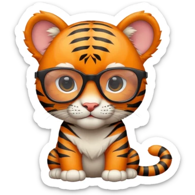 Orange Tiger cub with cool glasses
 sticker