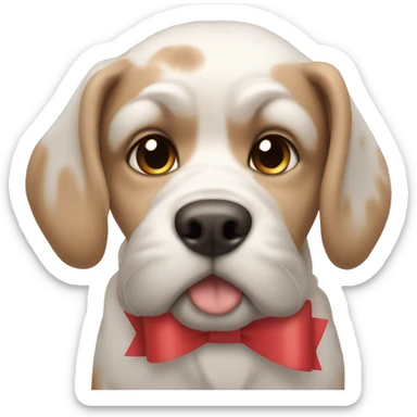 Dog with a bow on his head sticker