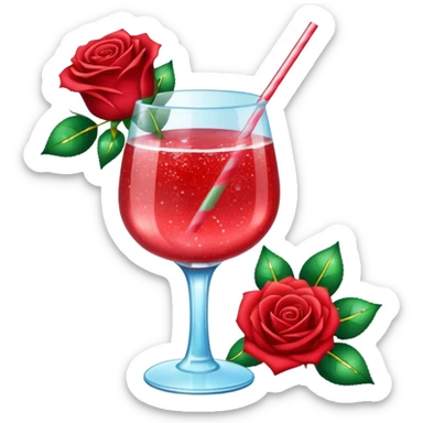 Glittery with roses red mocktail sticker