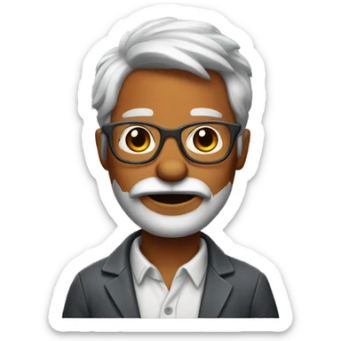 Fox with grey hair and old glasses  sticker