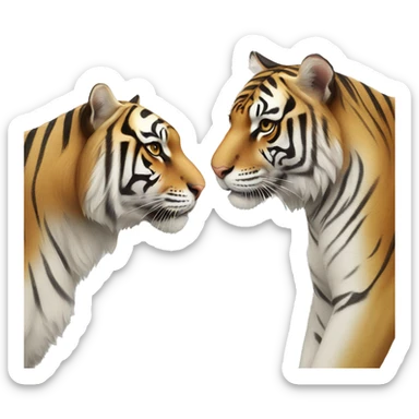 White female tiger and golden male bengal tiger  sticker