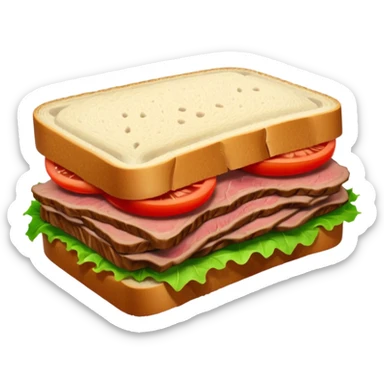 roast beef sandwich, simple, clear sticker