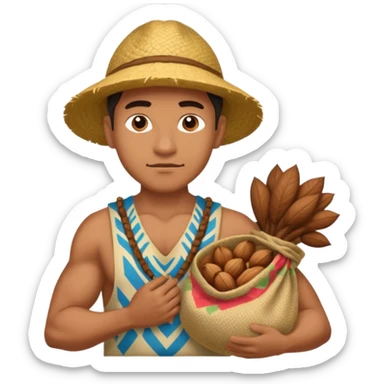 Strong Native Hawaii man holding a sack of nuts sticker