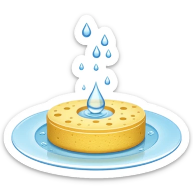 plate with water drop and sponge sticker