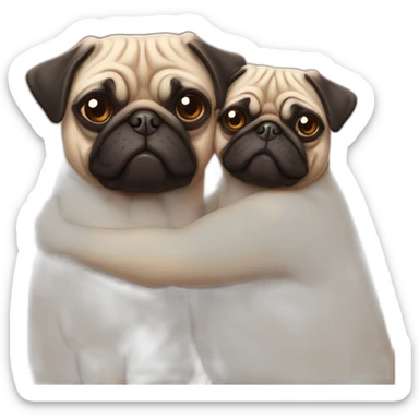 Abrazo  familiar de pugs sticker