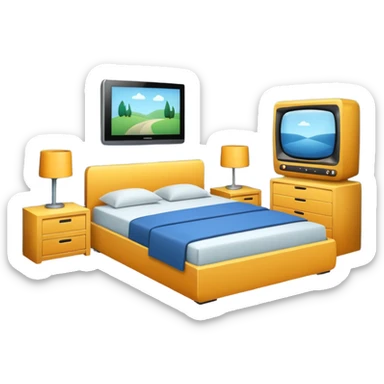 Room wiht tv and bed  sticker