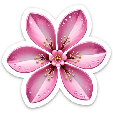 Stylized pink glitter cherry blossom flower (sakura) sticker