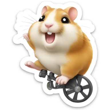 hamster runs and shows a thumb up sticker
