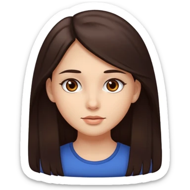Girl with long dark brown hair and brown eyes  sticker