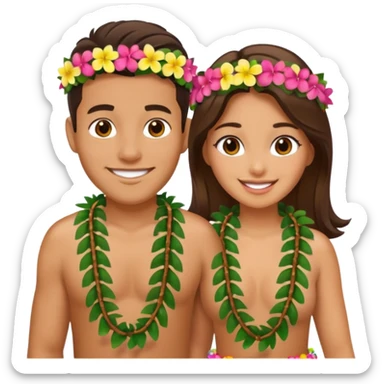 hawaiian couple sticker