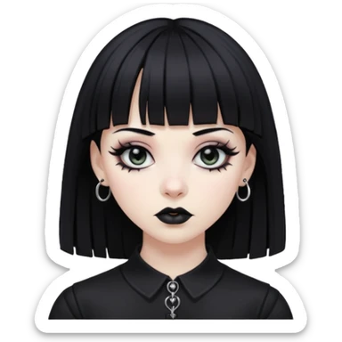 Faça uma zumbi com franja da subcultura gothc com o olho preto ela  sticker