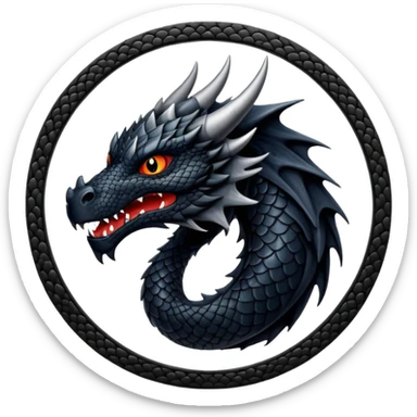 Black Dragon in circle frame sticker