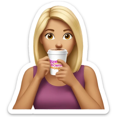 blonde girl drinking dunkin donuts coffee sticker