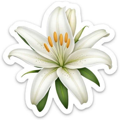 A hyperrealistic white Lily flower sticker