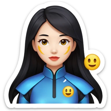 chinese babe ai robot long dark hair emoji sticker