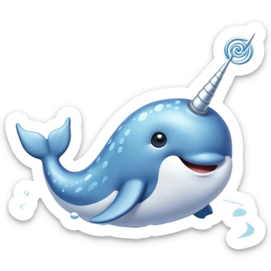 A cute narwhal with its spiraling horn swims through the icy waters, spreading joy and magic sticker