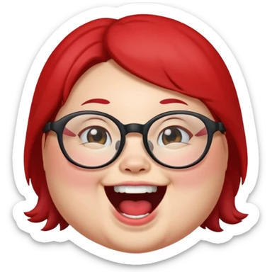 Chubby Laughing Mei mei wearing glasses from turning red sticker