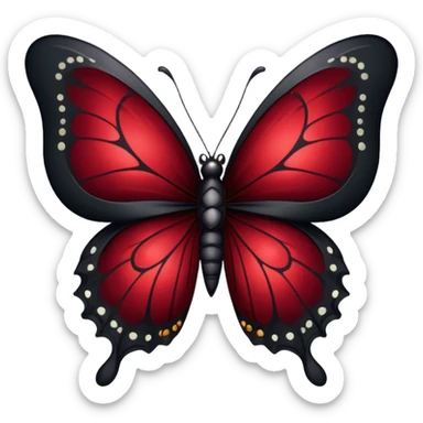 Gothic-style butterfly with dark red silk wings, and a black moon in the background sticker