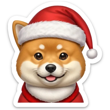 shiba inu wearing santa hat sticker