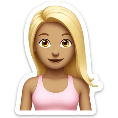 blonde yoga girl light pink clothes n sticker