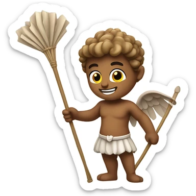 Cupid using a broom sticker